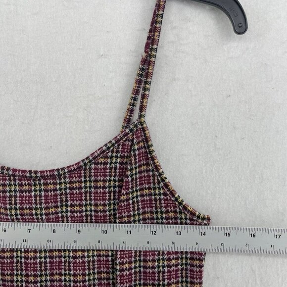 Wild Fable Jumpsuit Women's Sz M Red Plaid Scoop Neck Flared Cropped Stretch Zip - Picture 3 of 11